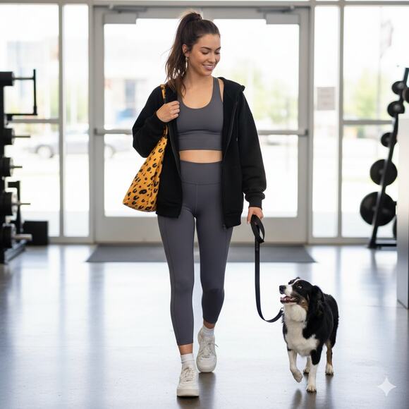 Girlfriend Collective Gray Lite Workout Leggings - Picture 1 of 8